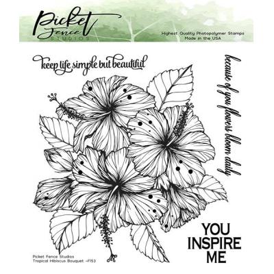 Picket Fence Studios Clear Stamps - Tropical Hibiscus Bouquet